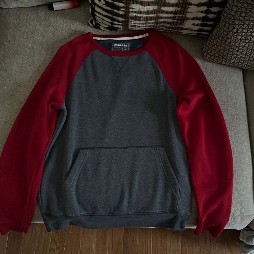 Express Red and Gray Long Sleeve Cloth Shirt w/ Front Pocket (Size: Men’s S)